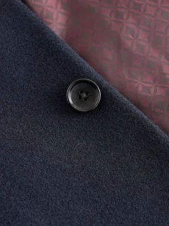 Next Bleu marine - Signature Manteau en laine richement rembourré en tissu italien doux au toucher Col cheminée Coat