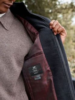 Next Bleu marine - Signature Manteau en laine richement rembourré en tissu italien doux au toucher Col cheminée Coat