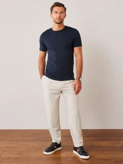 Next - Slim Fit (Slim Fit) - T-shirt Essential Col rond en coton Bleu marine Hot