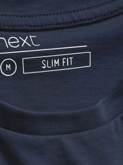 Next - Slim Fit (Slim Fit) - T-shirt Essential Col rond en coton Bleu marine Hot