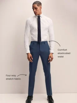 Next Bleu marine - Slim Fit (Slim Fit) - Pantalons extensibles à taille élastiquée Motionflex