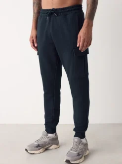 Next Bleu marine - Slim Fit (Slim Fit) - Joggings Cargos Coupe ajustée lourds brossés Outlet