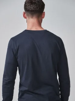 Next Bleu marine - Slim Fit (Slim Fit) - T-shirt à manches longues de cou d'équipage Outlet