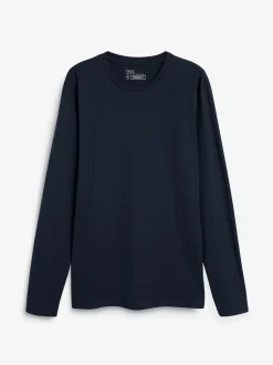 Next Bleu marine - Slim Fit (Slim Fit) - T-shirt à manches longues de cou d'équipage Outlet