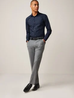 Next Bleu marine - Slim Fit (Slim Fit) - Chemises intelligentes faciles d’entretien à poignets simples Best