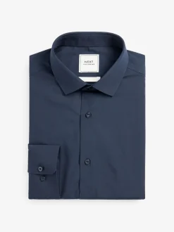 Next Bleu marine - Slim Fit (Slim Fit) - Chemises intelligentes faciles d’entretien à poignets simples Best
