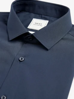 Next Bleu marine - Slim Fit (Slim Fit) - Chemises intelligentes faciles d’entretien à poignets simples Best