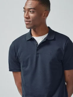 Next - Slim Fit (Slim Fit) - Polo Manches courtes Pique Bleu marine Online