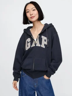 Gap Bleu marine - Sweat à capuche Vintage Soft Arch logo zippé Clearance