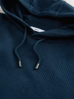 Next Bleu marine - Sweat à capuche texturé linéaire