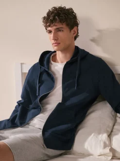 Next - Sweat à capuche zippé léger Bleu marine New