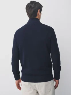 Next - Uni - Pull N.Premium Coupe classique 100% Coton Premium à fermeture éclair Bleu marine Best