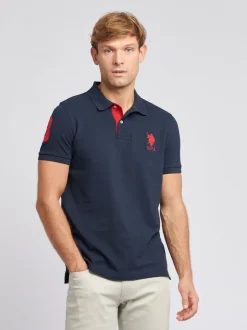 U.S. Polo Assn - . Coupe classique Mens Player 3 Pique 100% Cotton Polos Bleu marine Sale