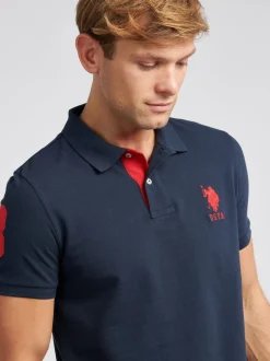 U.S. Polo Assn - . Coupe classique Mens Player 3 Pique 100% Cotton Polos Bleu marine Sale