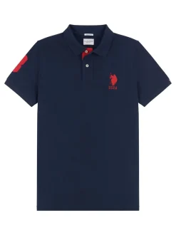 U.S. Polo Assn - . Coupe classique Mens Player 3 Pique 100% Cotton Polos Bleu marine Sale
