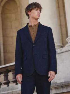 Next Bleu marine - Veste de costume habillé Abraham Moon en 100% laine britannique Donegal Sale