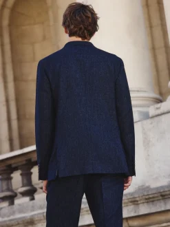 Next Bleu marine - Veste de costume habillé Abraham Moon en 100% laine britannique Donegal Sale