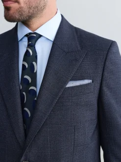 Next Bleu marine - Veste de costume à carreaux 100% laine italienne Marzotto coupe ajustée Hot