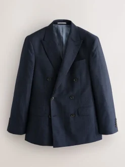 Next Bleu marine - Veste de costume à carreaux Signature Marzotto 100% en laine italienne à double boutonnage Sale