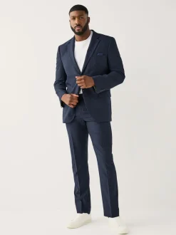 Next Bleu marine - Veste de costume extensible à rayures ajustée aux muscles Motionflex Best