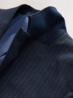 Next Bleu marine - Veste de costume extensible à rayures ajustée aux muscles Motionflex Best