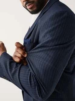 Next Bleu marine - Veste de costume extensible à rayures ajustée aux muscles Motionflex Best