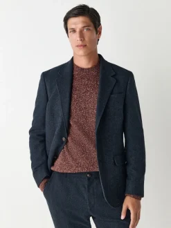 Next Bleu marine - Veste de costume Coupe ajustée en laine à chevrons New