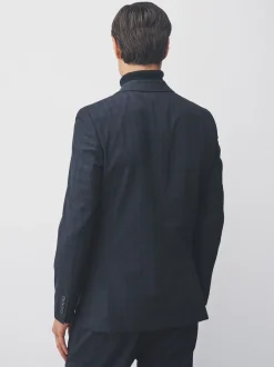 Next Bleu marine - Veste de costume slim à carreaux Clearance