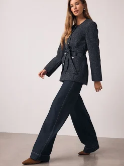 Next Bleu marine - Veste Fleck Boucle Ceinturée