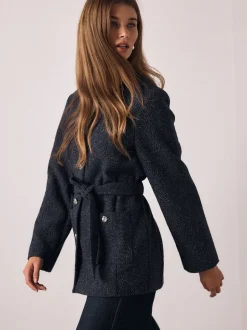 Next Bleu marine - Veste Fleck Boucle Ceinturée