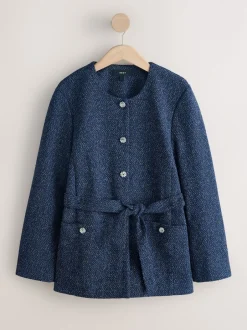 Next Bleu marine - Veste Fleck Boucle Ceinturée