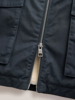 Next Bleu marine - Veste Harrington imperméable à doublure en peau lainée Discount