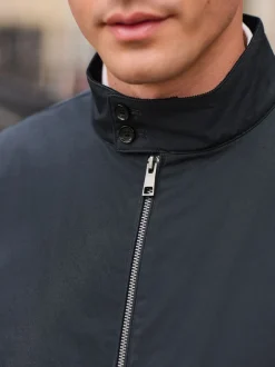 Next Bleu marine - Veste Harrington imperméable à doublure en peau lainée Discount