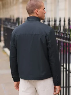 Next Bleu marine - Veste Harrington imperméable à doublure en peau lainée Discount