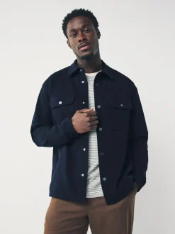 Next - Veste-chemise en jersey sergé à boutons-pression Bleu marine New