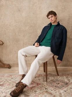 Next Bleu marine - Veste-chemise en polaire aspect laine New