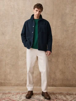 Next Bleu marine - Veste-chemise en polaire aspect laine New