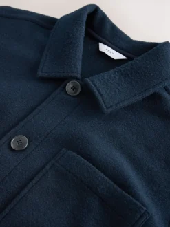Next Bleu marine - Veste-chemise en polaire aspect laine New