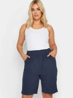 Yours Curve Bleu marine - Cool 100% Cotton Shorts Discount