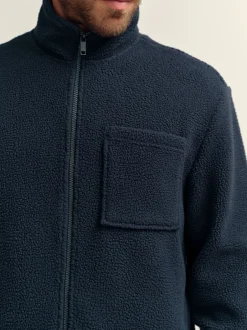 Next Bleu marine - Zippé sur toute la longueur - Polaire en peau de mouton Clearance