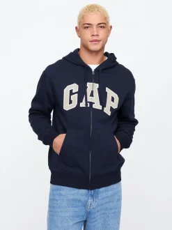 Gap Bleu marine - Zippé sur toute la longueur - Sweat à capuche doublé en polaire avec logo Clearance