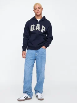Gap Bleu marine - Zippé sur toute la longueur - Sweat à capuche doublé en polaire avec logo Clearance