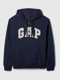 Gap Bleu marine - Zippé sur toute la longueur - Sweat à capuche doublé en polaire avec logo Clearance