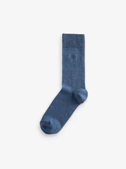Next Bleu marine chiné - Lot de 5 - Chaussettes fraîches brodées durables Discount
