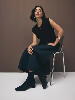 Next Bleu marine en daim - Bottines Motionflex à talon bloc Discount