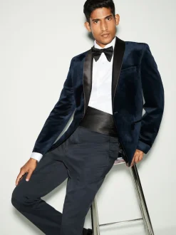 Next Bleu marine foncé - Ajustement régulier - Blazer en velours