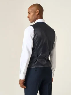 Skopes - Modèle droit - Harcourt Single Breasted Coupe sur mesure Suit Gilet Bleu marine foncé Best