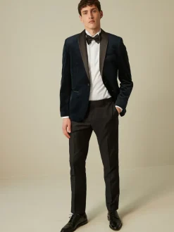 Next Bleu marine foncé - Slim Fit (Slim Fit) - Blazer en velours Discount