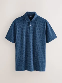 Next - Polo en jersey Manches courtes 3 Pack Bleu marine géométrique Best