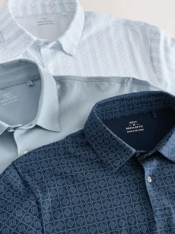 Next - Polo en jersey Manches courtes 3 Pack Bleu marine géométrique Best